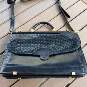 Vintage Hartmann By Lombardo Leather Flap Over Double Gusset Briefcase Zippered